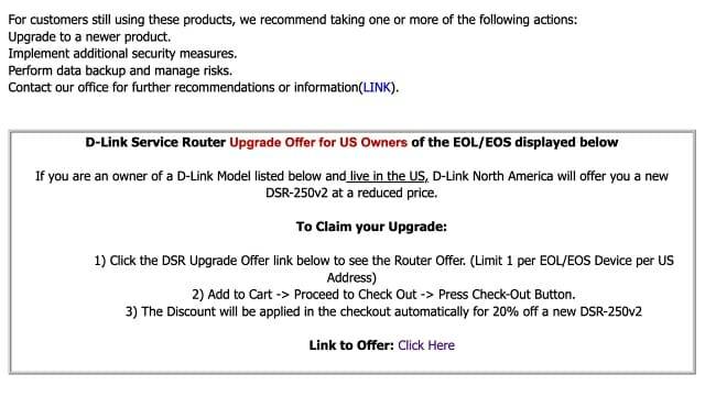 디링크는 보안 결함이 발견된 기기 6종의 교체를 권고했다.