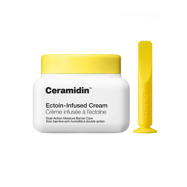 엑토인 1%와 세라마이드 3%가 만나 악건성, 장벽 파괴된 피부에 강력한 보습 막을 형성하는 버터 제형 크림. 닥터자르트 세라마이딘 엑토인 인퓨즈드 크림 50mL 7만원.