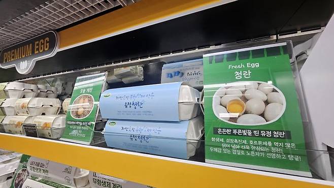 26일 서울 강남구 롯데슈퍼 그랑그로서리 도곡점에서 판매중인 청란. 사진=노유정 기자