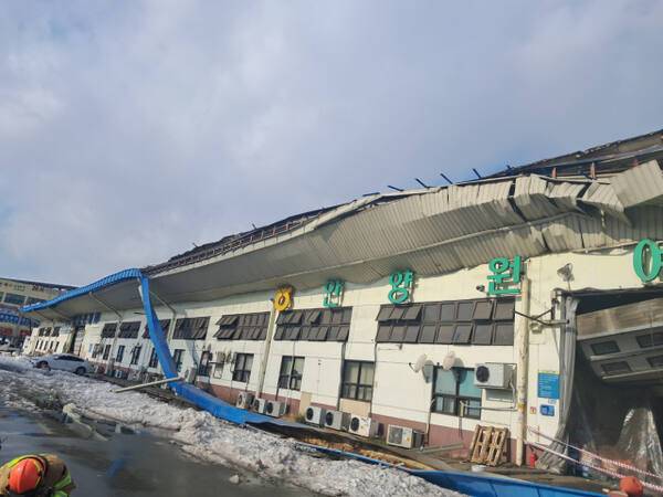 안양 동안구 평촌동 안양농수산물도매시장 지붕이 무너지는 사고가 발생했다. 독자 제공