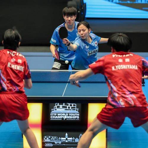 세계청소년선수권 혼합복식에 출전한 박가현(뒤편 중앙) [ITTF 홈피 제공. 재판매 및 DB 금지]