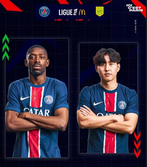 우사만 뎀벨레(왼쪽)와 이강인. /사진=PSG 공식 SNS