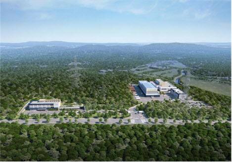 부산 기장군에 문 연 원자력환경복원연구원 조감도. 왼쪽 건물이 2일 개원한 사무동이고 오른쪽 건물이 2026년 실증분석동까지 완공 예정인 연구시설이다. (사진=부산시)