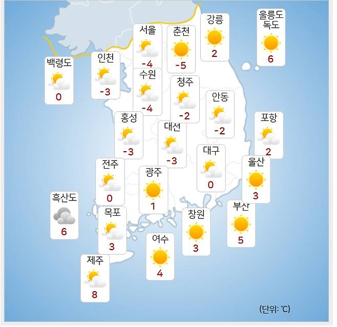 ⓒ기상청: 내일(3일) 오전 날씨