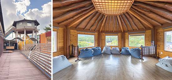 찜질방과 연결되어 있는 척산온천 휴양정과 내부