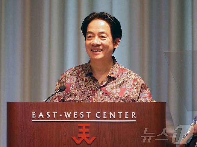 라이칭더 대만 총통이 1일 (현지시간) 하와이 호놀룰루를 방문해 하와이 대학에서 연설을 하고 있다. 2024.12.02 ⓒ AFP=뉴스1 ⓒ News1 우동명 기자