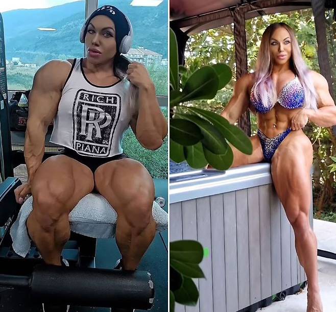 ‘여자 헐크’라고 불리는 러시아 여성 보디빌더가 운동하는 모습을 공개했다./사진=나탈리아 쿠즈네초바 인스타그램 캡처
