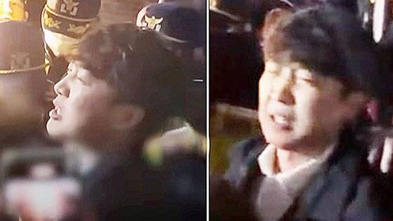 지난 3일 윤석열 대통령의 비상계엄 선포 이후 국회 출입을 통제당한 이준석 개혁신당 의원이 월담을 제안하는 천하람 의원실 황태석 비서관에게 “시끄러 인마”라고 말하는 영상이 온라인상에서 퍼지고 있다. 사진 엑스 캡처