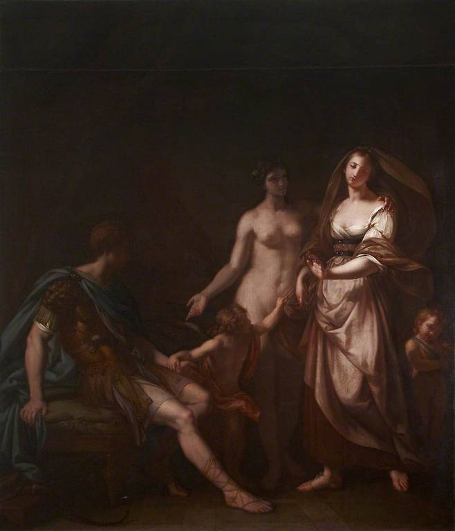 개빈 해밀턴, 헬레네를 파리스로 데려가는 아프로디테, 1756~1759, 캔버스에 유채, 243.8x304.8cm, 내셔널 트러스트