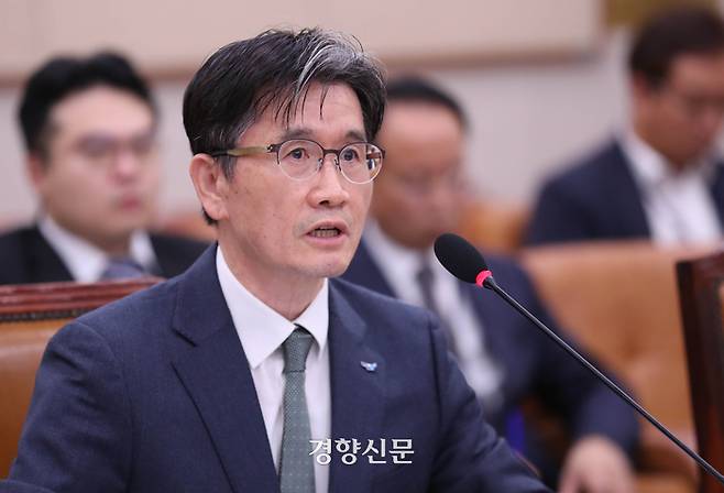 오둥운 공수처장이 지난 10월 14일 국회 법사위 국정감사에서 답변하고 있다. 박민규 선임기자