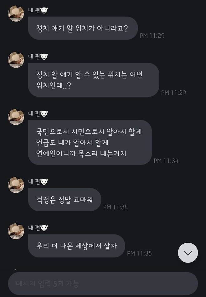 이채연이 탄핵 정국 속 소신&nbsp;발언했다. 온라인 커뮤니티 캡처