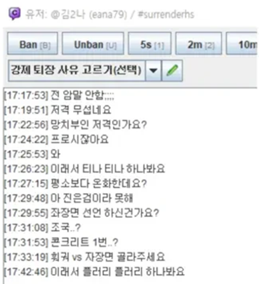 김이나가 과거 인터넷 방송에서 쓴 댓글. 온라인 커뮤니티 캡처