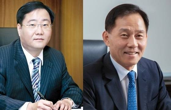 정몽진(왼쪽) KCC 회장과 정몽익(오른쪽) KCC글라스 회장이 상호 지분 맞증여 등을 통해 KCC와 KCC글라스에 대한 가족 경영 체제를 다져가고 있다.