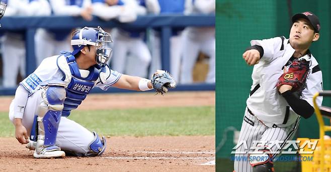 삼성 김재성(왼쪽)과 LG 시절 김재성.