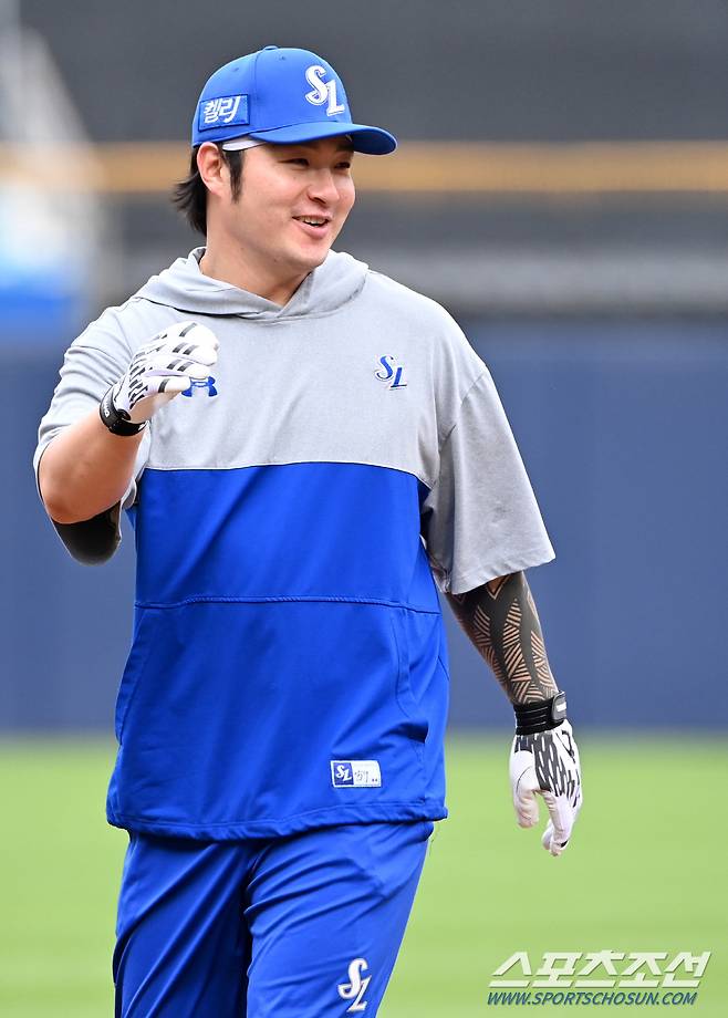 25일 대구삼성라이온즈파크에서 열린 KIA와 삼성의 한국시리즈 3차전, 삼성 박병호가 주루 훈련을 하고 있다. 대구=허상욱 기자 wook@sportschosun.com/2024.10.25/