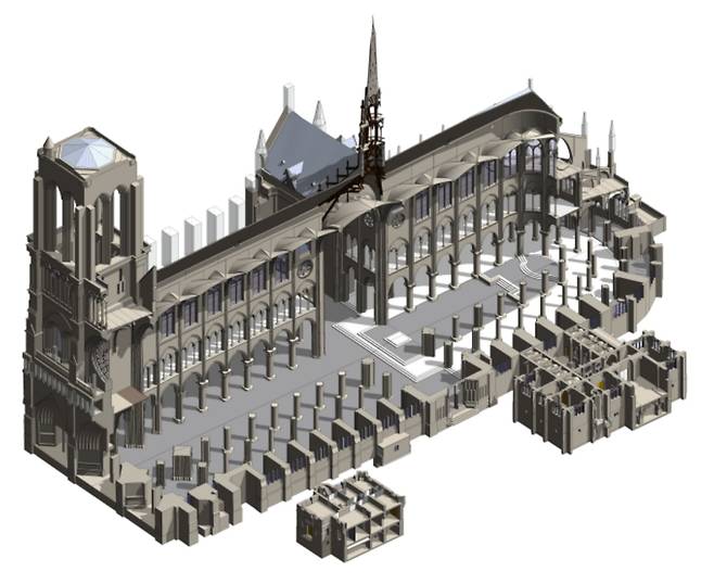 노트르담 대성당의 빌딩정보모델링(BIM) 단면도. /파리 노트르담 재건단