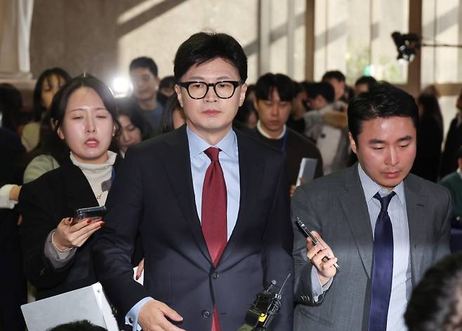 ▲ 비상의원총회 참석하는 한동훈 대표 [연합뉴스]