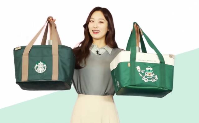 SSG닷컴이 스타벅스와 협업해 내놓은 한정판 알비백. 신세계그룹 유튜브 영상 캡처