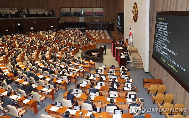 최상목 부총리, 소득세법일부개정법률안 제안설명 (서울=연합뉴스) 김주형 기자 = 10일 오후 서울 여의도 국회에서 열린 본회의에서 최상목 경제부총리 겸 기획재정부 장관이 소득세법일부개정법률안 등과 관련해 제안설명을 하고 있다. 2024.12.10 kjhpress@yna.co.kr