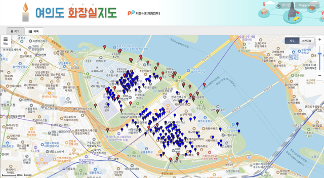 여의도 화장실 지도. 홈페이지 캡처