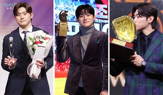 모델급 옷 맵시로 관심을 모은 KIA 타이거즈의 스타 김도영. [연합뉴스, 뉴스1, 사진 스포츠동아]