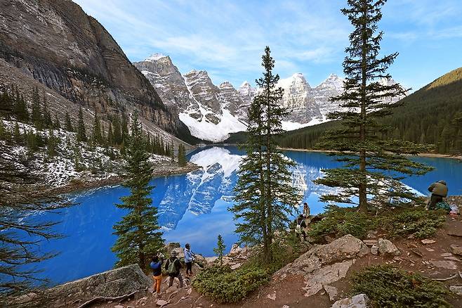 텐픽스를 담은 모레인 호수 [사진/조보희 기자]
