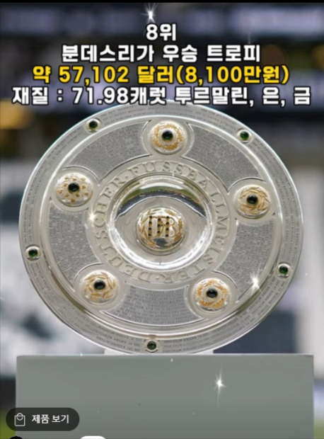 분데스 우승.png 전세계에서 가장비싼 축구트로피 순위