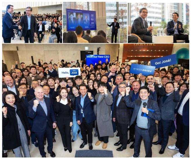 호세 무뇨스 현대차 사장이 타운홀 미팅을 하는 모습. 연합뉴스