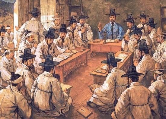 한국 천주교 초창기 신앙 공동체였던 한양의 명례방 집회에서 정약종·황사영 등이 교리 토론을 벌이던 모습. 명례방은 지금의 명동·충무로 일대를 아우르는 행정구역이었다. [사진 이숙인, 한국학중앙연구원]