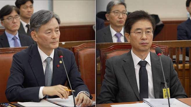 12월 5일, 국회 행정안전위원회 현안질의에 출석한 조지호 경찰청장(왼쪽)과 김봉식 서울경찰청장