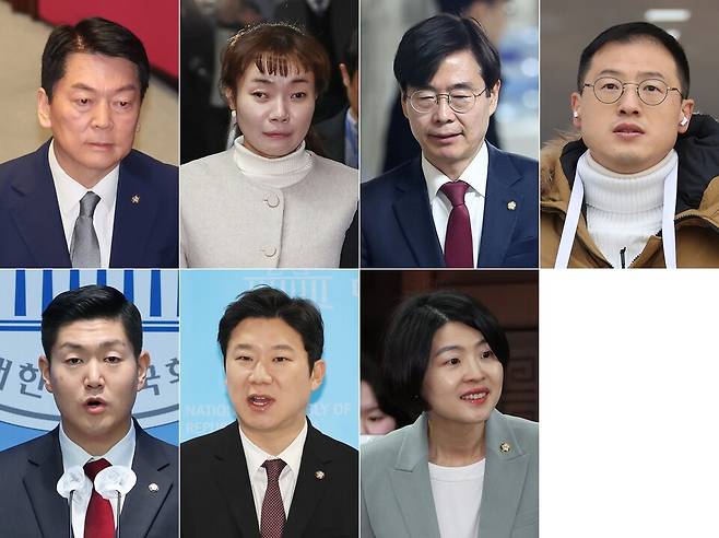 윤석열 대통령에 대한 탄핵소추안 표결을 하루 앞둔 13일까지 탄핵에 공개 찬성 입장을 밝힌 의원들. 윗줄 왼쪽부터 안철수, 김예지, 조경태, 김상욱 의원. 아랫줄 왼쪽부터 김재섭, 진종오, 한지아 의원. ⓒ연합뉴스