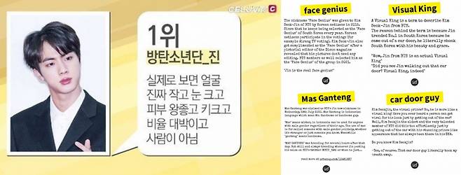 "딱 남주 느낌" 방탄소년단 진, 전세기 전담 직원이 꼽은 BTS 실물 1위