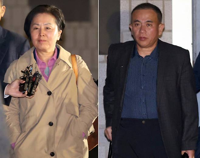 김건희 여사 ‘공천 개입 의혹’과 미래한국연구소의 ‘불법 여론조사 의혹’ 등 사건 핵심 인물인 명태균 씨(오른쪽)와 국민의힘 김영선 전 의원. 연합뉴스