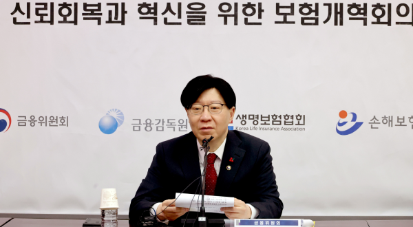 Kim So-young, Vice Chairman of the Financial Services Commission, is speaking at the Insurance Reform Committee Meeting held at the Government Complex Seoul in Jongno-gu, Seoul, on the 16th. (Yonhap)