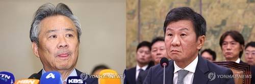 이기흥 대한체육회장(왼쪽)과 정몽규 축구협회장 [연합뉴스 자료사진]