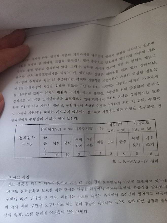 지적장애같아서 지능검사 다시받아봤는데