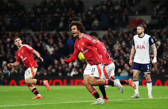 후반 18분 맨유 조슈아 지르크지가 추격골을 터트렸다. Getty Images