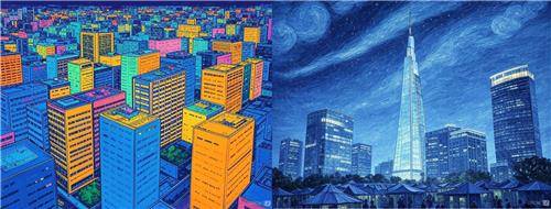 그록2가 앤디 워홀·반 고흐 스타일로 표현한 서울 [X 캡처. 재판매 및 DB 금지]