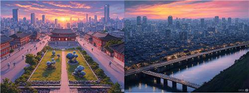 그록2가 김환기·박서보 화백 스타일로 표현한 서울 [X 캡처. 재판매 및 DB 금지]