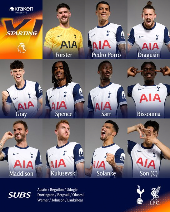 토트넘 선발 라인업. 토트넘 SNS