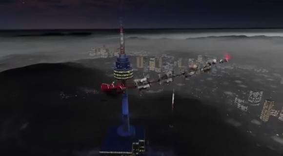 서울타워를 지나는 산타의 모습. NORAD 공식 인스타그램 영상 캡처