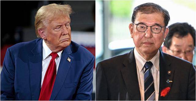 도널드 트럼프 미국 대통령 당선자와 이시바 시게루 일본 총리. 한국일보 자료사진