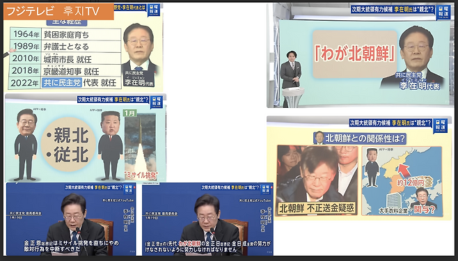 후지티비 일요보도 <THE PRIME> 화면 캡처 (2024.12.15.) 이재명 대표 대북송금의혹 사건을 다룬다.&nbsp;