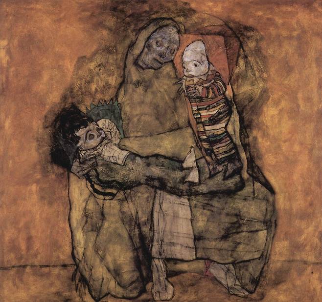 에곤 실레, 두 아이를 둔 엄마, 1915