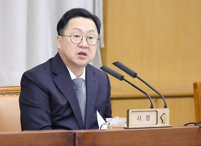 이장우 대전시장이 30일 주간업무회의를 주재하고 있다. 대전시