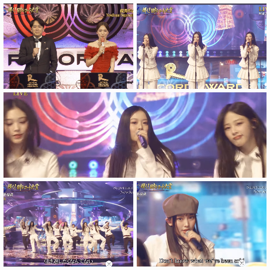 셔츠와 타이의 매칭은 뉴진스 특유의 소녀적 감성과 성숙미를 동시에 표현한 포인트였다. 사진=TBS 일본레코드