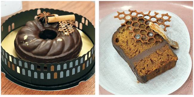 프랑스의 겨울 디저트 팡데피스. 오른쪽은 냉장 보관해 먹기 전에 얇게 잘라낸 팡데피스 조각.