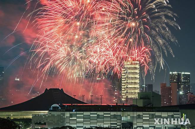 [싱가포르=신화/뉴시스] 1일(현지시각) 싱가포르 칼랑 분지 상공에서 새해 축하 불꽃놀이가 펼쳐지고 있다. 2025.01.01.