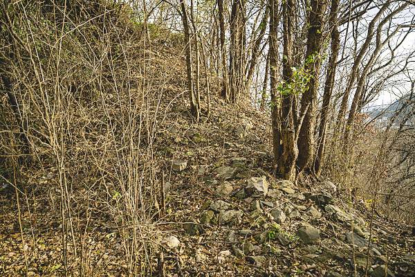 고성산에 축성된 것으로 전해지는 오화리산성 흔적.