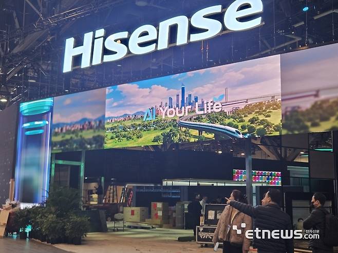 CES 2025를 이틀 앞둔 5일(현지시간) 하이센스 전시 부스 모습 (사진=배옥진기자)